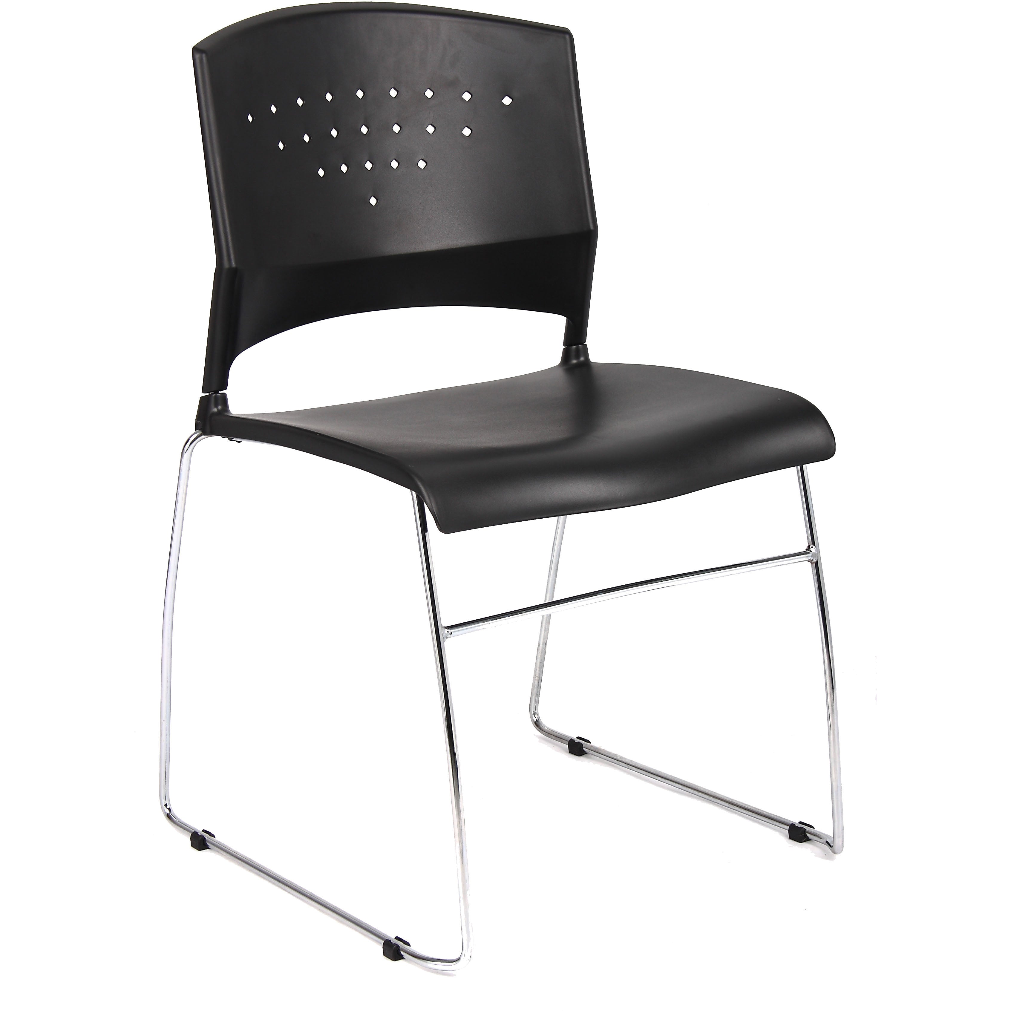 Black Stack Chair With Chrome Frame (Pack of 4), B1400-BK-4