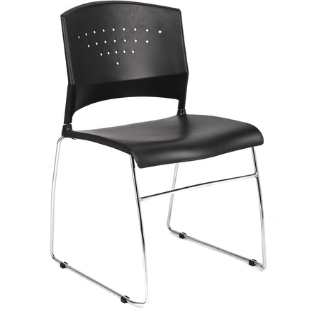 Black Stack Chair With Chrome Frame, B1400-BK-1