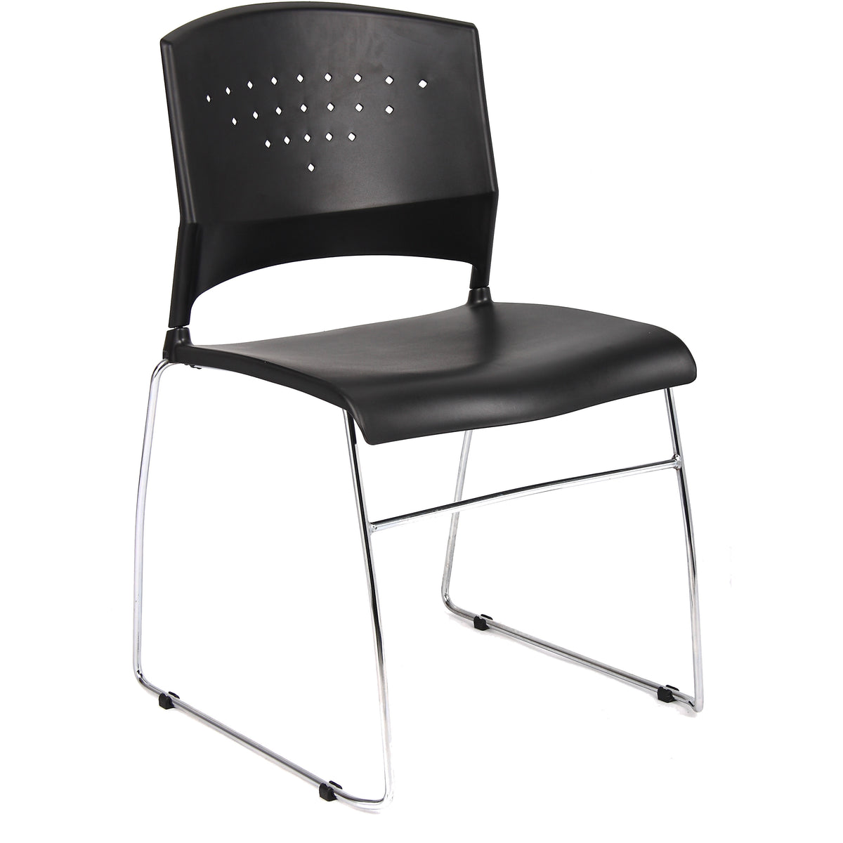 Black Stack Chair With Chrome Frame (Pack of 5), B1400-BK-5