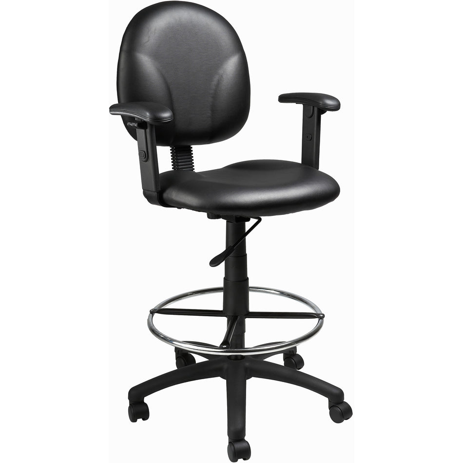 Black Antimicrobial Drafting Stools with Adj Arms and Footring, B1691-CS