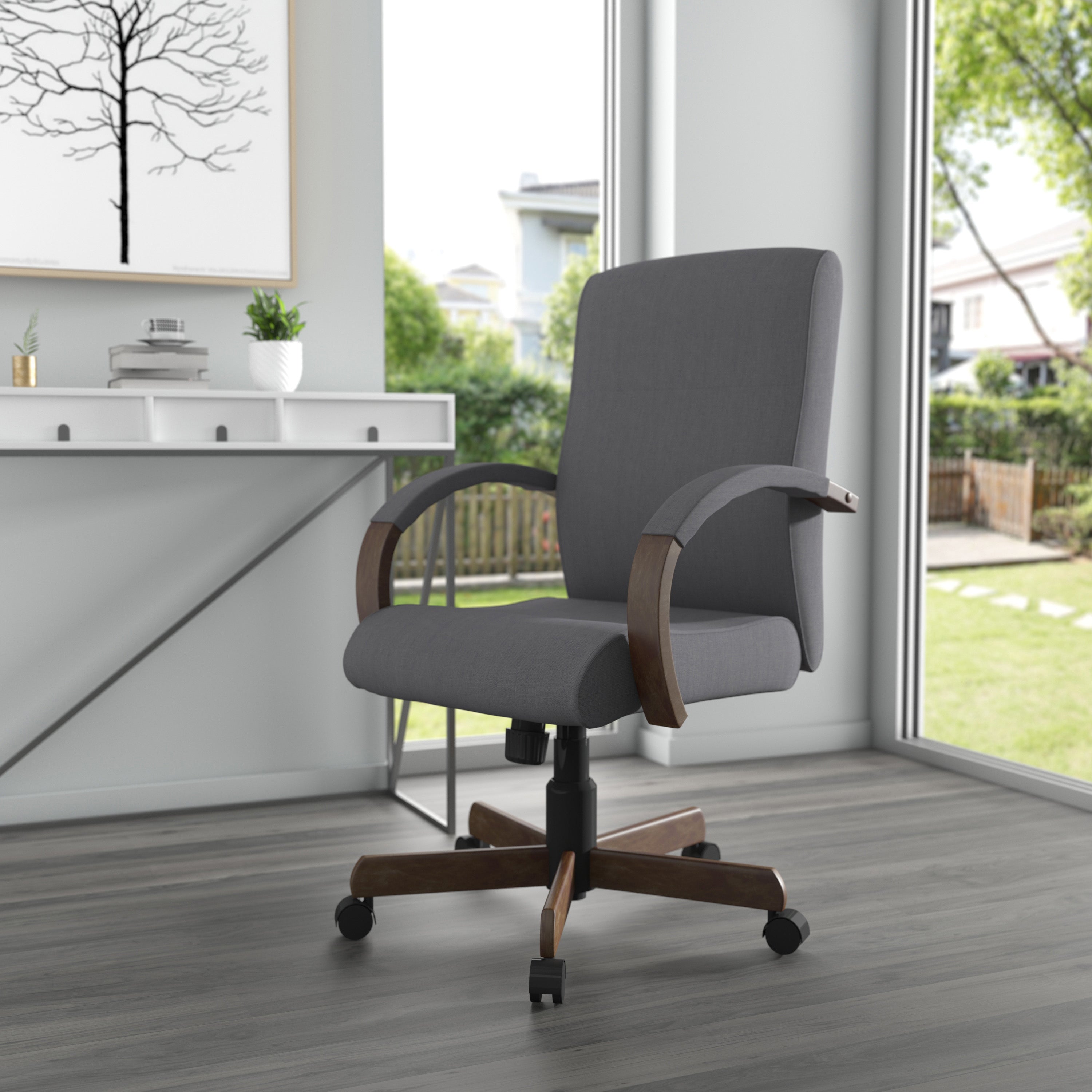 Modern Executive Conference Chair - Slate grey with Driftwood, B696DW-SG
