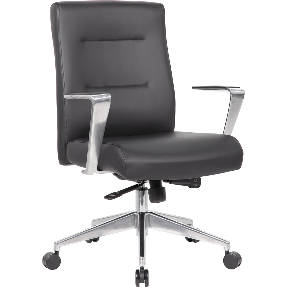 Modern Conference Chair with Aluminum Arm and Base, B8886AL-AMBK