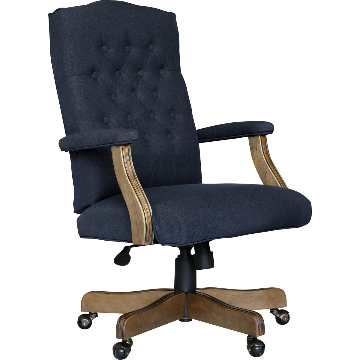 Executive Navy Commercial Grade Linen Chair With Driftwood Finish Frame, B905DW-NV