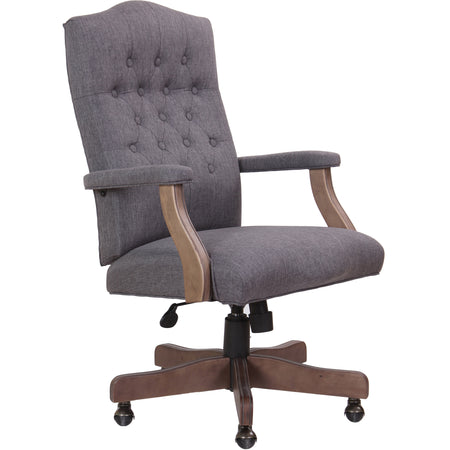 Executive Slate Grey Commercial Grade Linen Chair With Driftwood Finish Frame, B905DW-SG