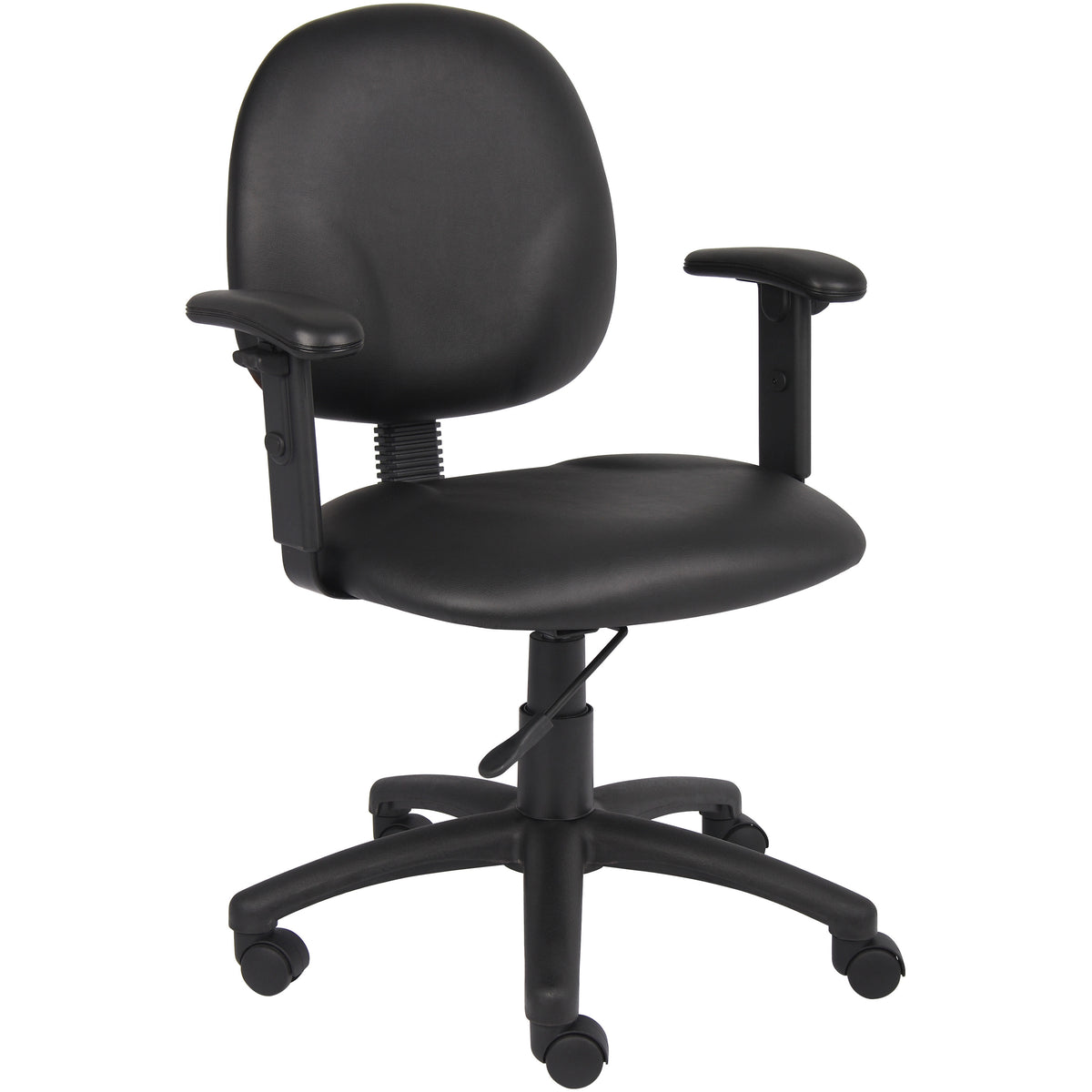 Diamond Task Chair In Black Antimicrobial Vinyl with Adjustable Arms, B9091-CS