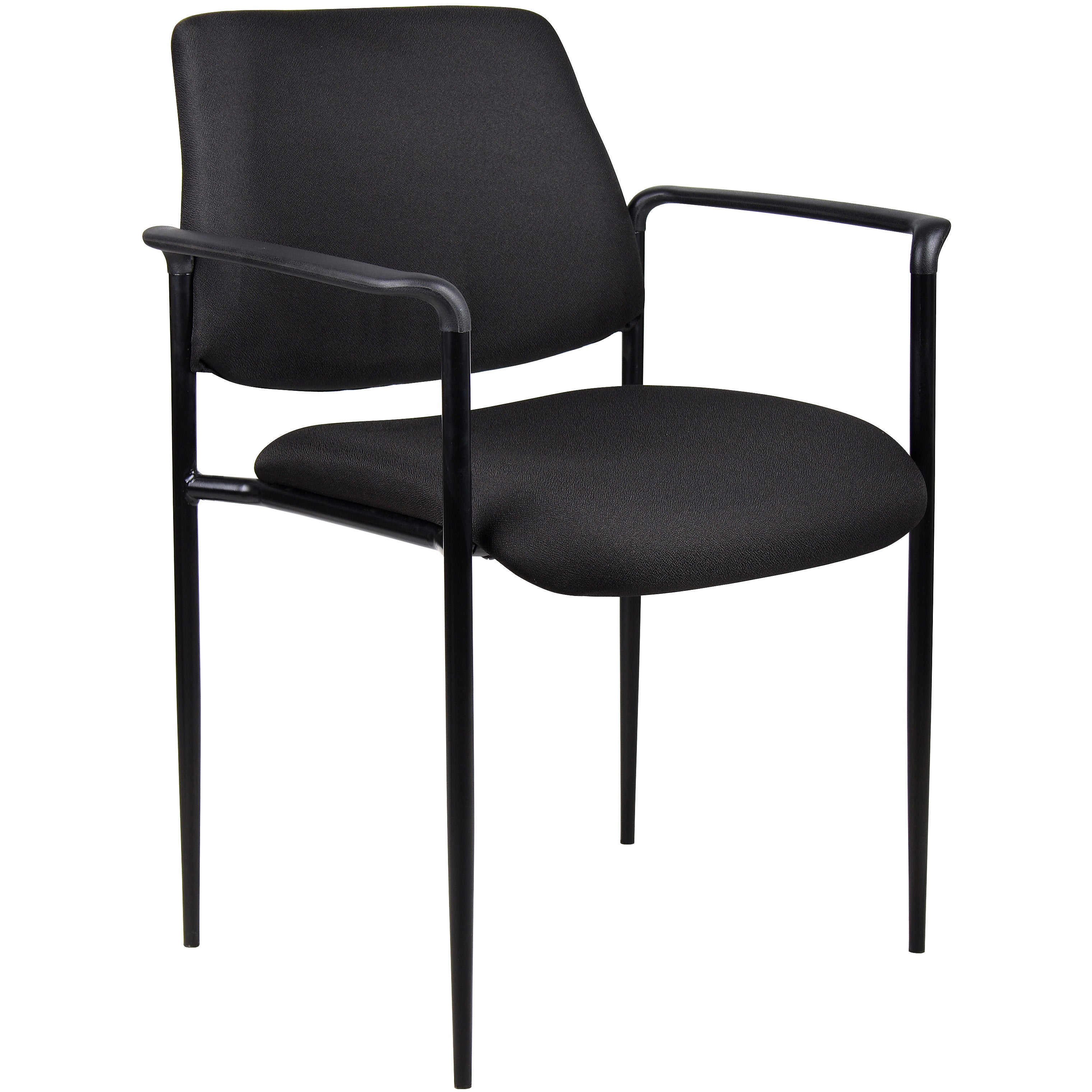 Square Back Diamond Stacking Chair with Arm In Black, B9503-BK