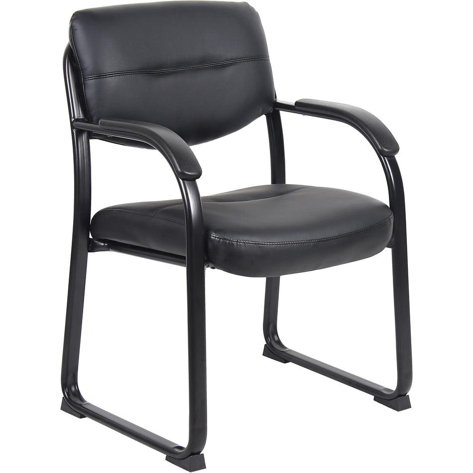 Leather Sled Base Side Chair with Arms, B9519