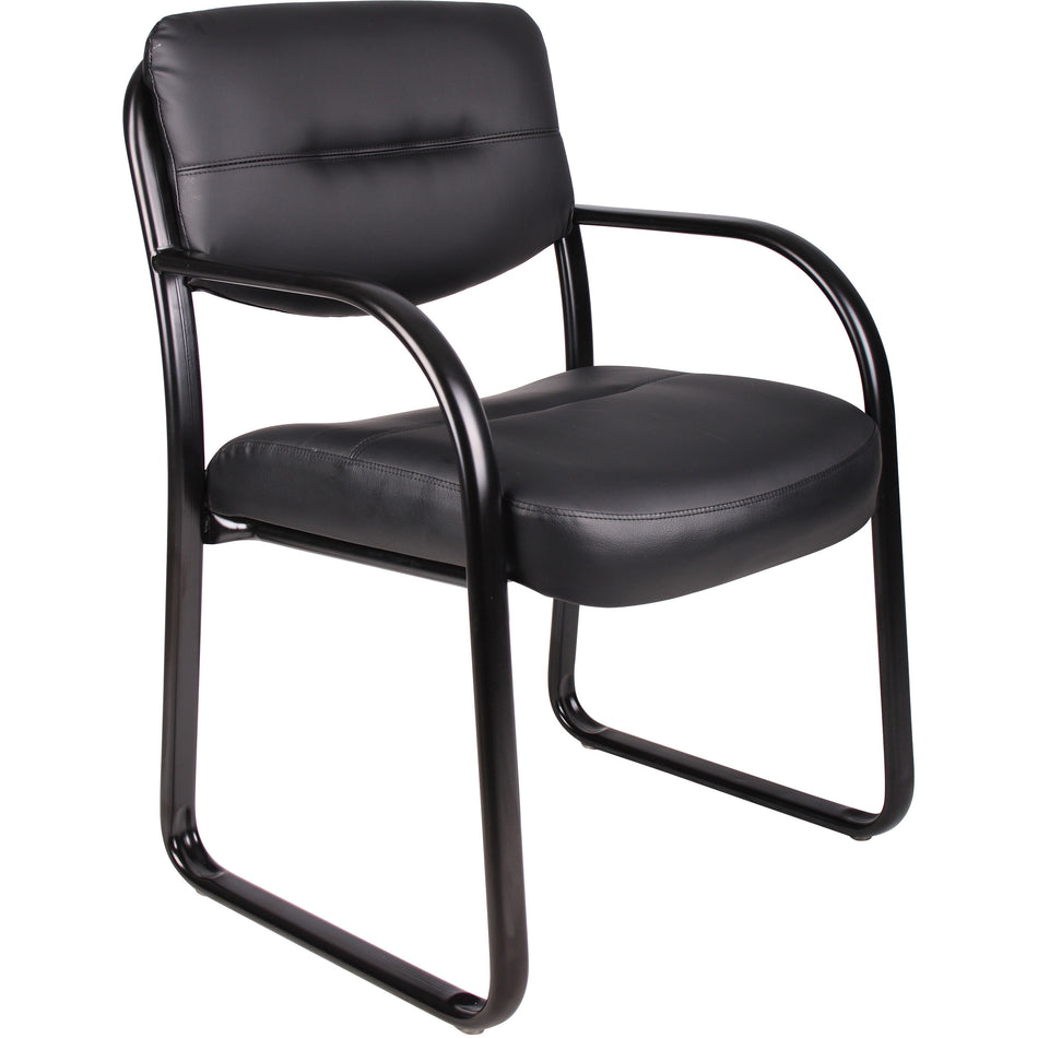 Leather Sled Base Side Chair with Arms, B9529