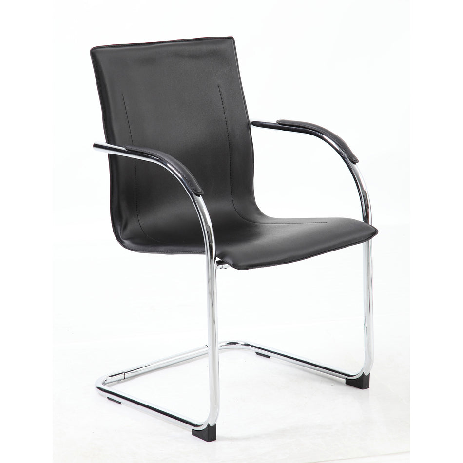 Chrome Frame Black Vinyl Side Chair (Pack of 2), B9530-2