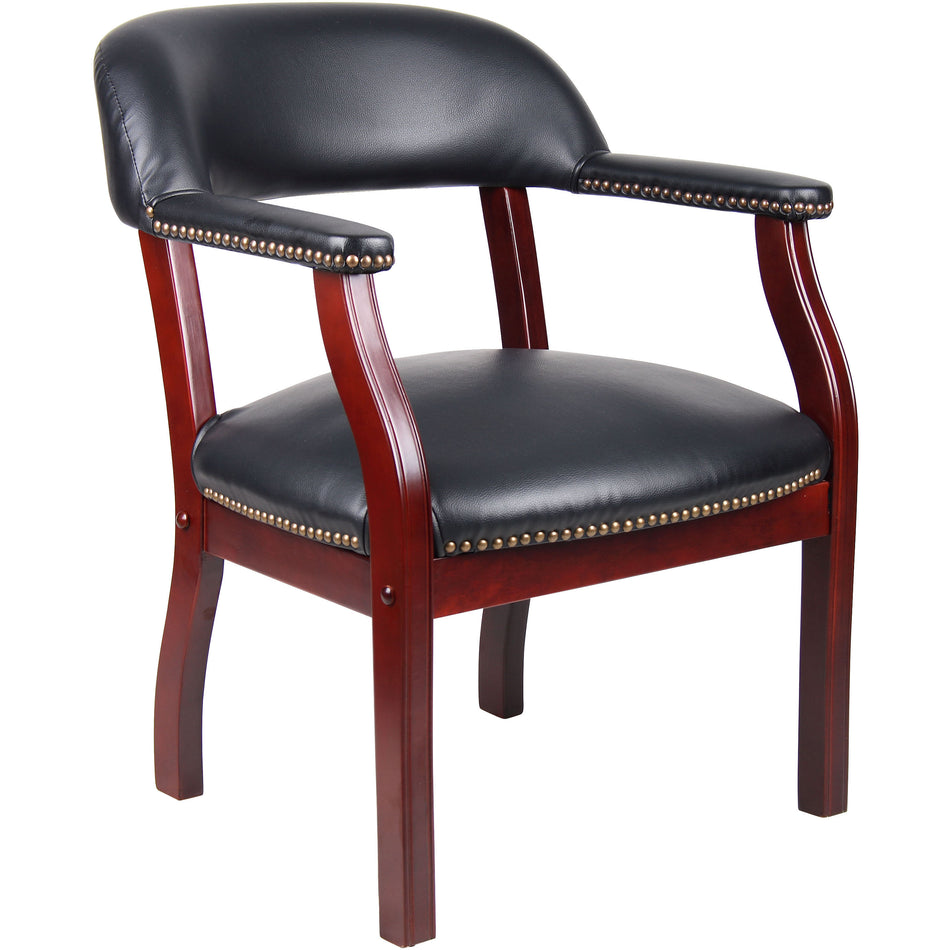 Captain's guest, accent or dining chair in Black Vinyl, B9540-BK