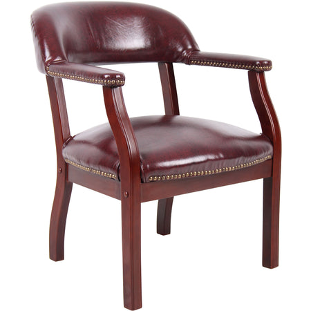 Captain's guest, accent or dining chair in Burgundy Vinyl, B9540-BY
