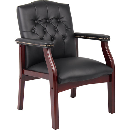 Traditional Black Caressoft guest, accent or dining chair with Mahogany Finish, B959-BK