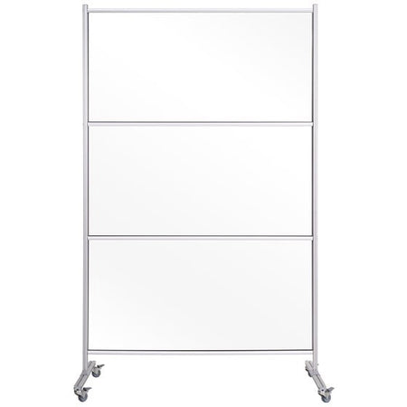DSP123046 Protector Series Self-Standing Mobile Glass Panel Divider, 48" x 60", Portable Sneeze Guard Room Partition by MasterVision