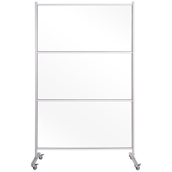 DSP273046 Protector Series Self-Standing Mobile Glass Panel Divider, 48" x 70", Portable Sneeze Guard Room Partition by MasterVision