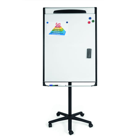EA48066720 MVI Series Mobile Magnetic Dry Erase White Board Easel with Extension Bars, Full Length Marker Tray, Locking Casters, 42" x 30" by MasterVision