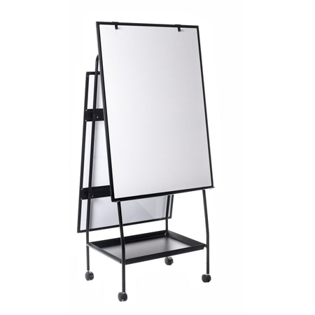 EA49145016 Double Sided Height Adjustable Magnetic Dry Erase White Board Easel Creation Station, 40" x 30", Black Aluminum Frame by MasterVision