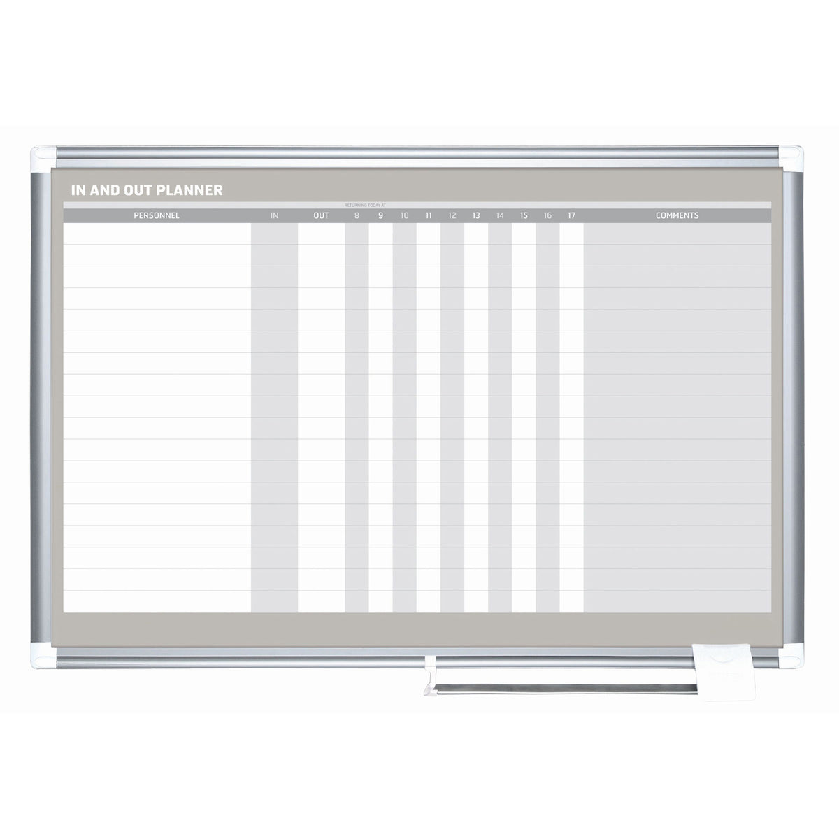 GA01110830 Horizontal In/Out Dry Erase Magnetic White Board Planner, Wall Mounting, Sliding Marker Tray, 24" x 36", Aluminum Frame by MasterVision