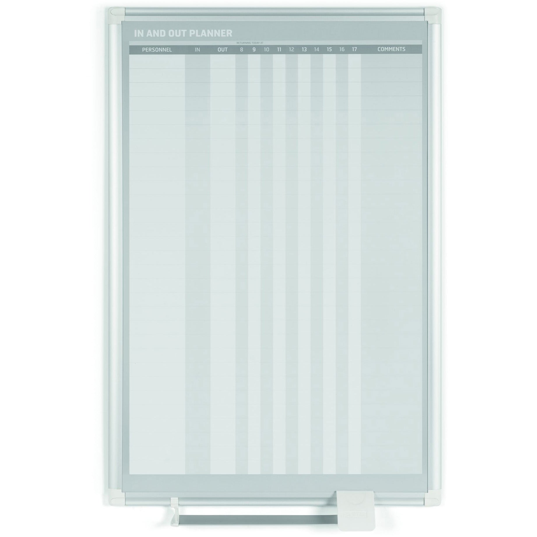 GA02109830 Vertical In/Out Dry Erase Magnetic White Board Planner, Wall Mounting, Sliding Marker Tray, 36" x 24", Aluminum Frame by MasterVision