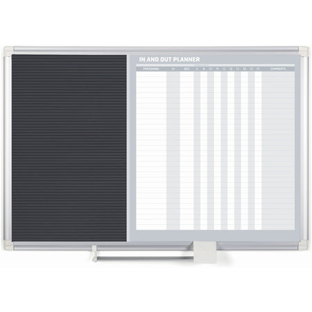 GA0387830 In/Out Dry Erase Magnetic White Board Planner & Letter Board Combo, Wall Mounting, Sliding Marker Tray, 24" x 36", Aluminum Frame by MasterVision