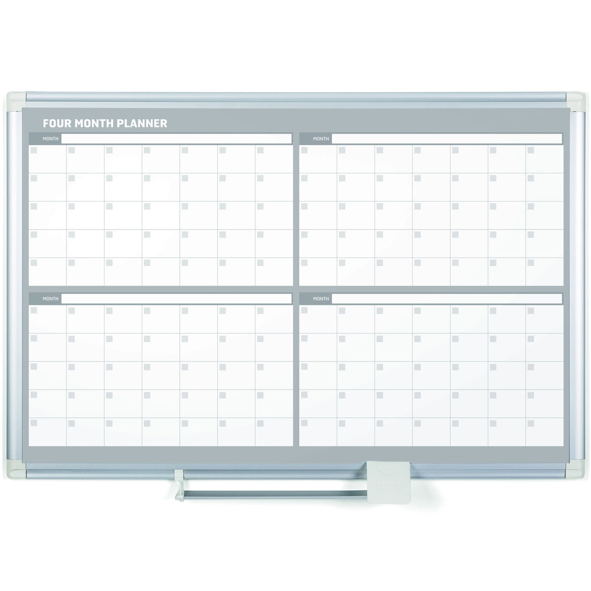 GA03105830 Magnetic Dry Erase 4 Month White Board Planner, Wall Mounting, Sliding Marker Tray, 24" x 36", Aluminum Frame by MasterVision