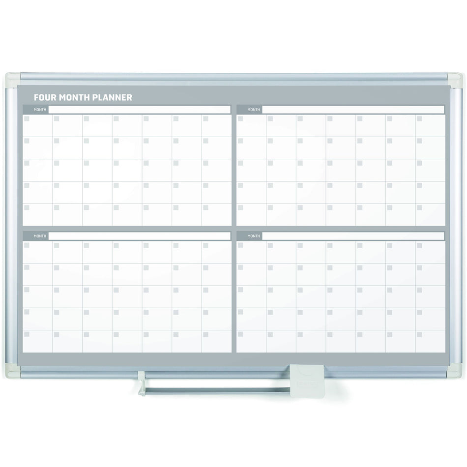 GA05105830 Magnetic Dry Erase 4 Month White Board Planner, Wall Mounting, Sliding Marker Tray, 36" x 48", Aluminum Frame by MasterVision