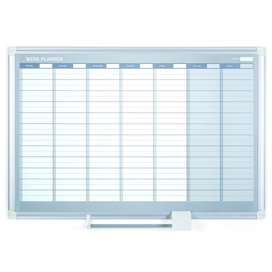 GA0396830 Magnetic Dry Erase Weekly White Board Planner, Wall Mounting, Sliding Marker Tray, 24" x 36", Aluminum Frame by MasterVision