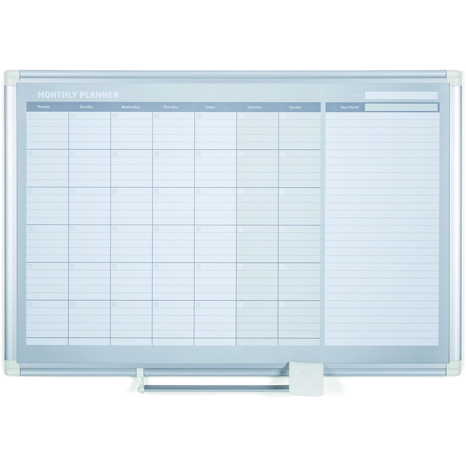 GA0397830 Magnetic Dry Erase Monthly White Board Planner, Wall Mounting, Sliding Marker Tray, 24" x 36", Aluminum Frame by MasterVision