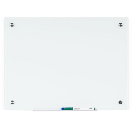 GL040107 River Magnetic Dry Erase Tempered Glass White Board, 18" x 24", Frameless Design, Wall Mount Kit Included by MasterVision
