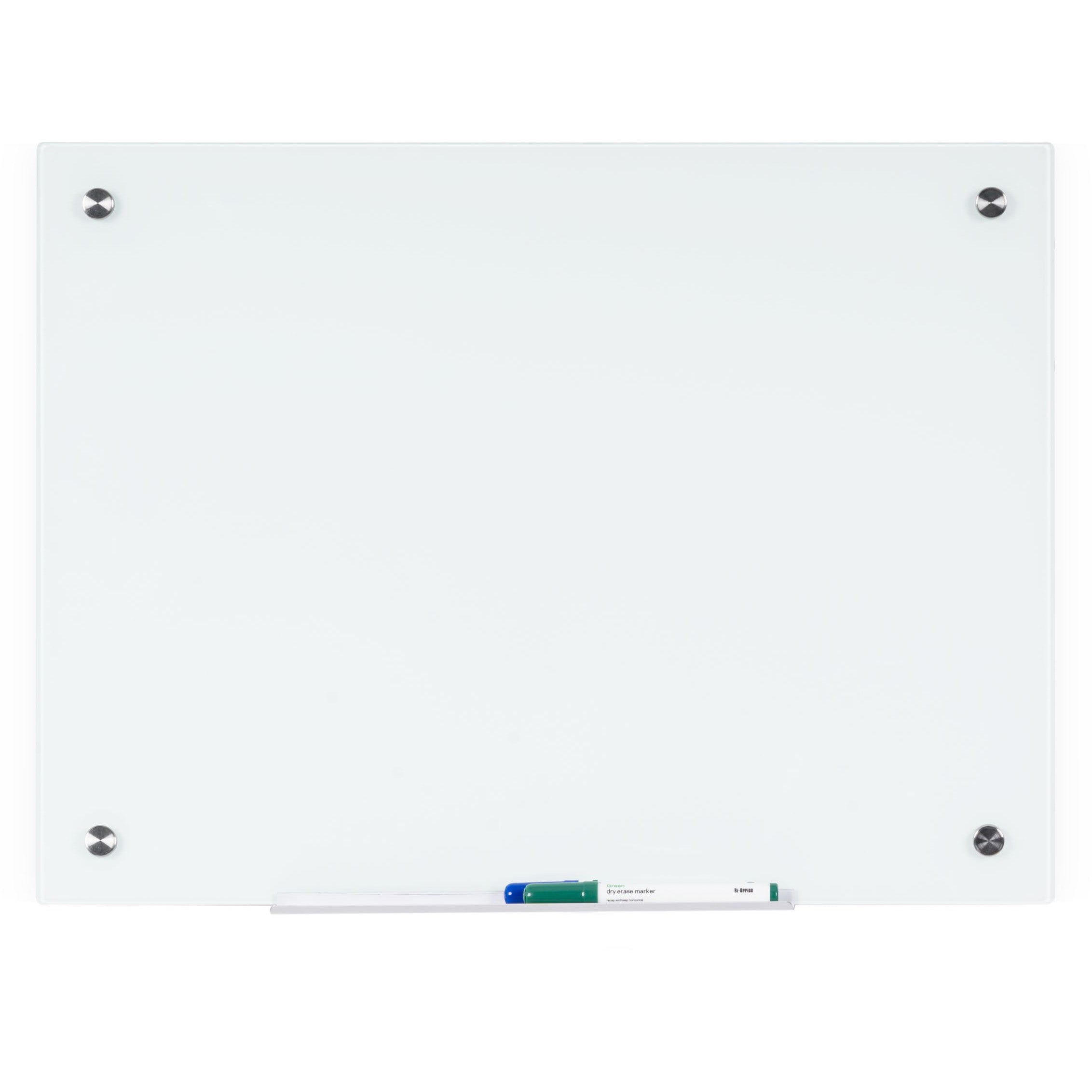 GL070107 River Magnetic Dry Erase Tempered Glass White Board, 24" x 36", Frameless Design, Wall Mount Kit Included by MasterVision