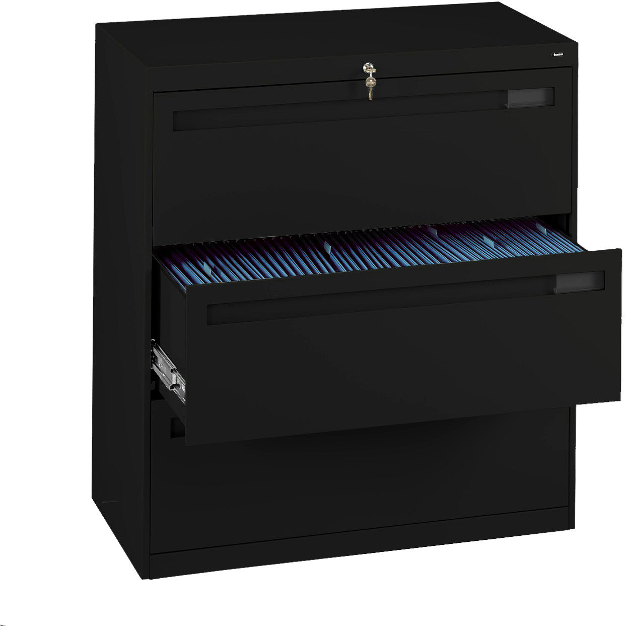Tennsco 36" Wide Three-Drawer Lateral File with Retractable Doors, LPL3636L31