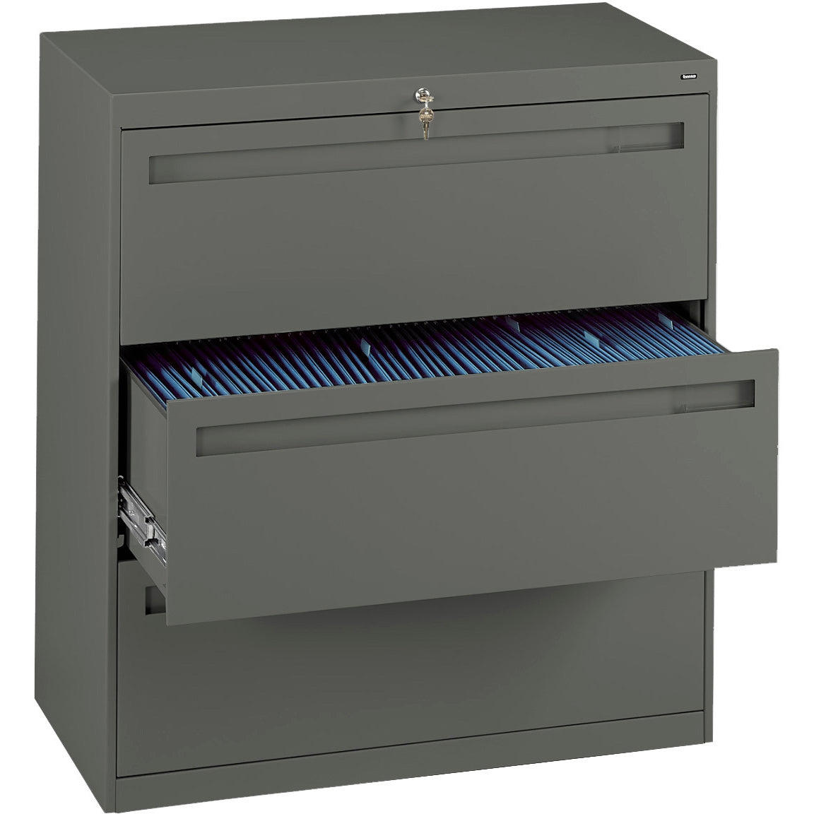 Tennsco 36" Wide Three-Drawer Lateral File with Retractable Doors, LPL3636L31