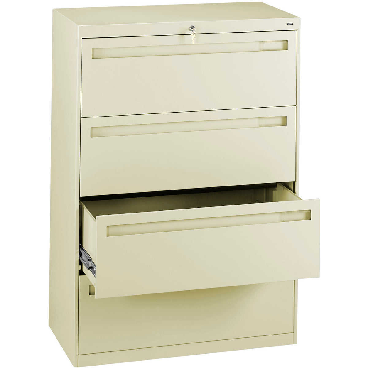 Tennsco 36" Wide Four-Drawer Lateral File with Fixed Drawer Fronts, LPL3648L40