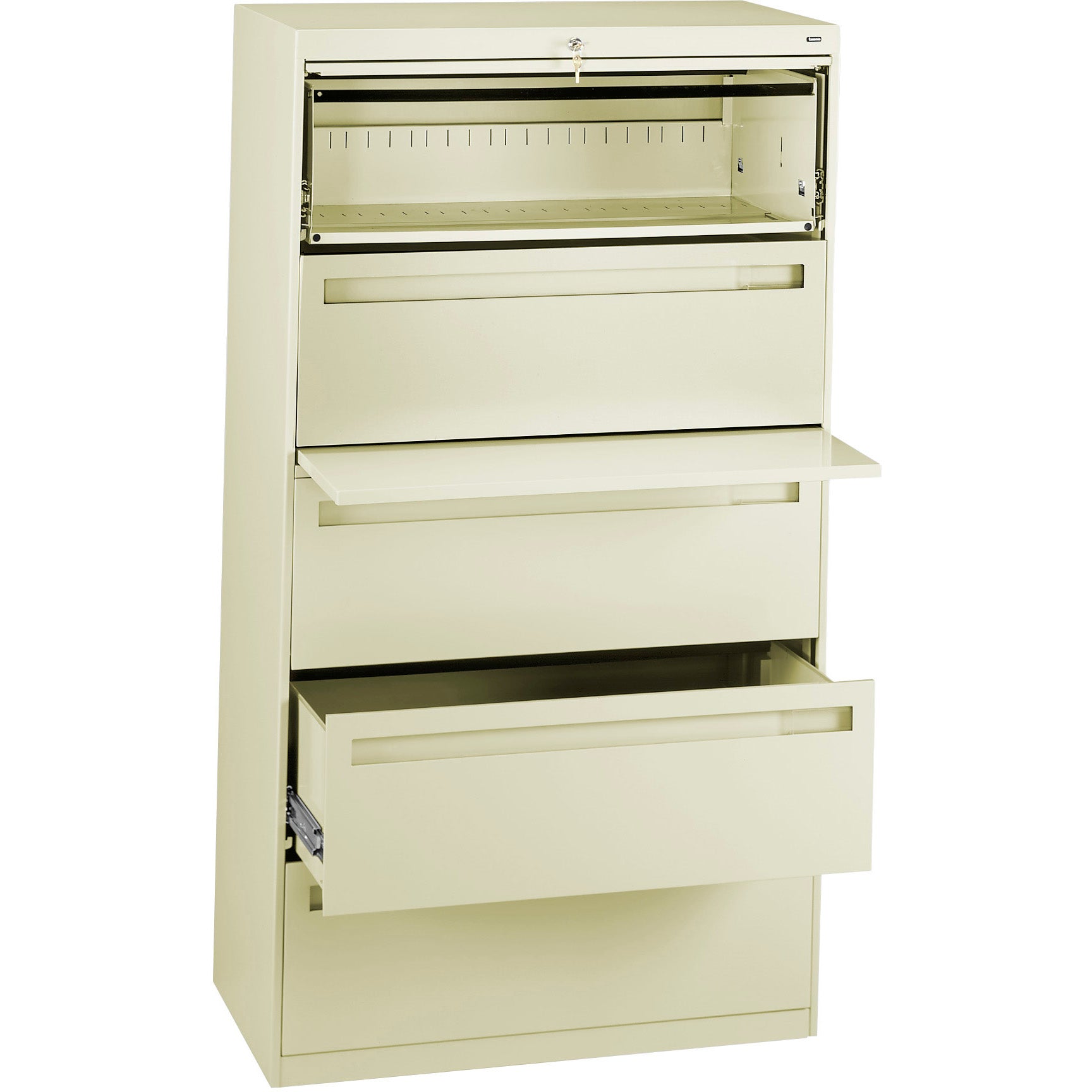 Tennsco 36" Wide Five-Drawer Lateral File with Fixed Drawer Fronts, LPL3660L50
