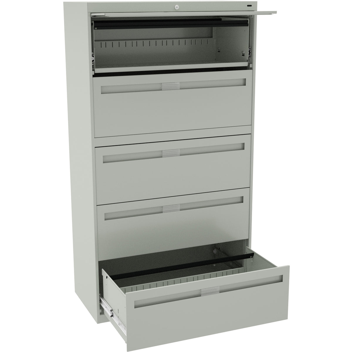 Tennsco 36" Wide Five-Drawer Lateral File with Fixed Drawer Fronts, LPL3660L50