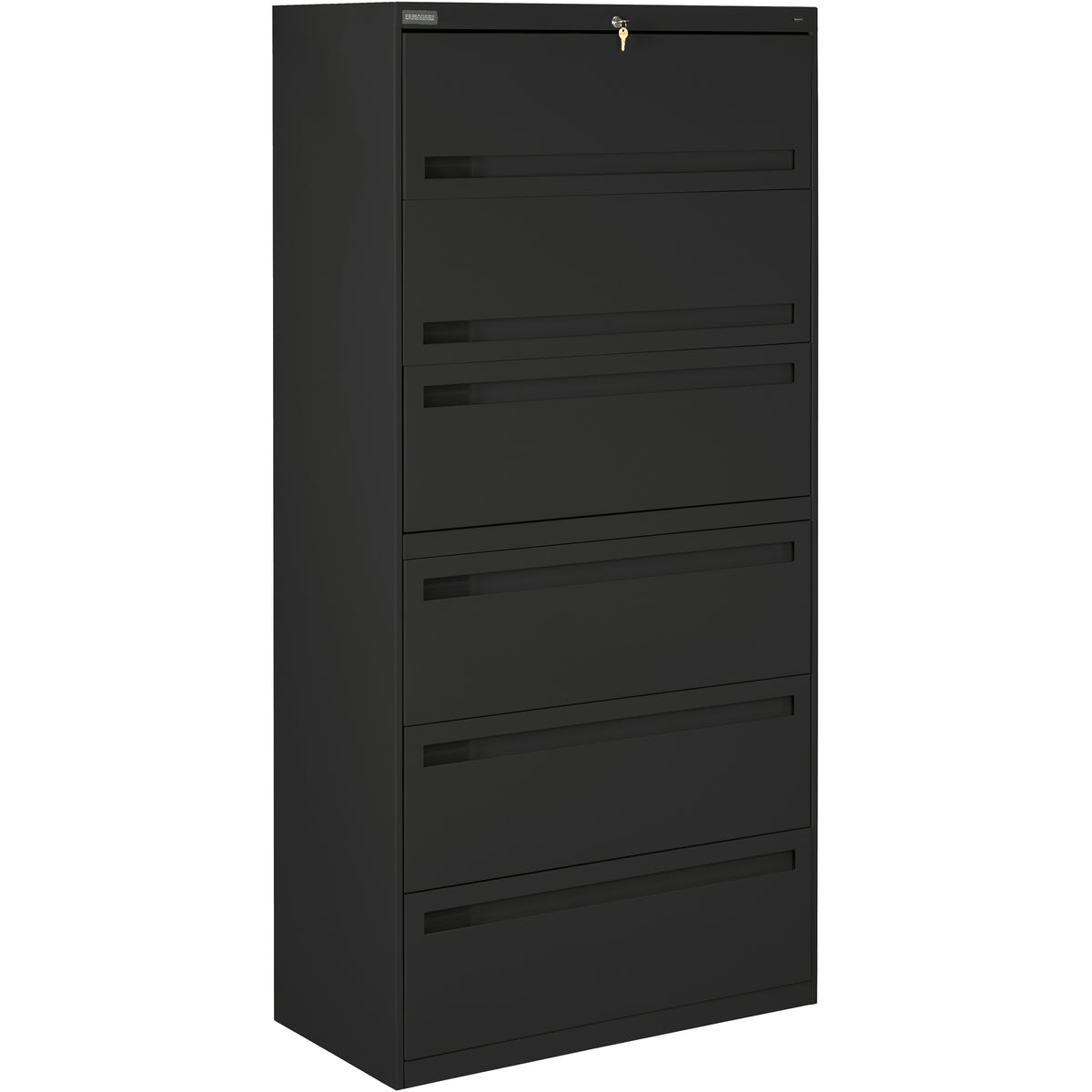 Tennsco 36" Wide Six-Drawer Lateral File with Retractable Doors and Fixed Drawer Fronts, LPL3672L60