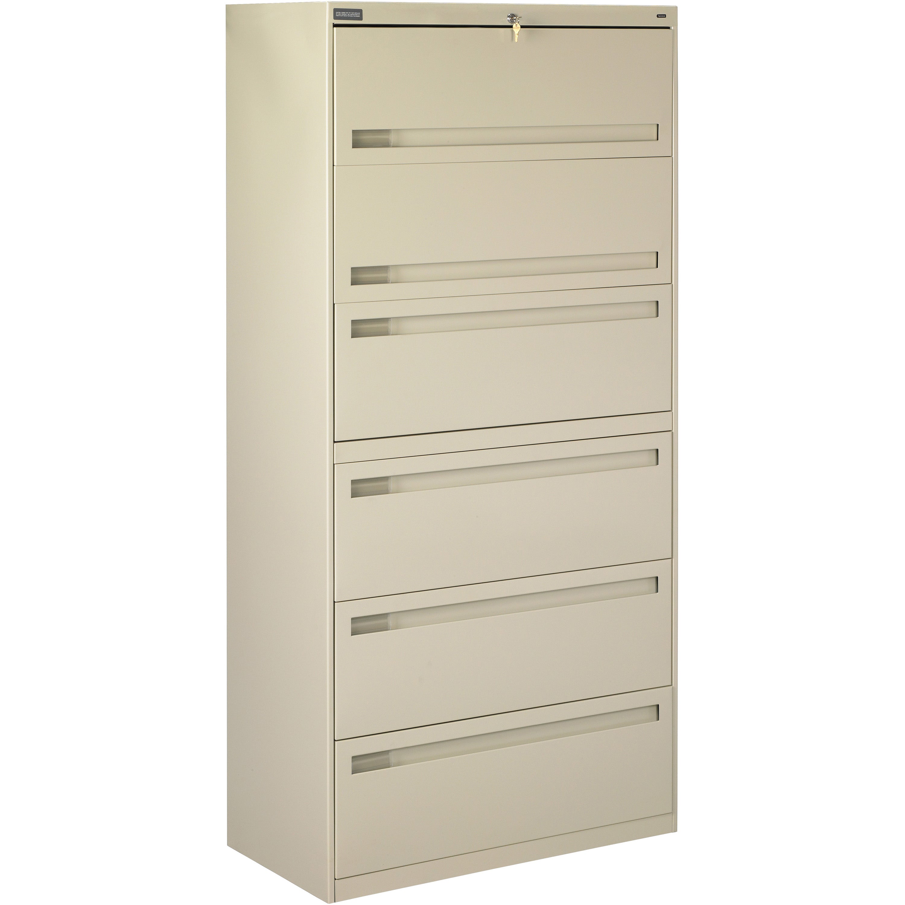 Tennsco 36" Wide Six-Drawer Lateral File with Retractable Doors and Fixed Drawer Fronts, LPL3672L60