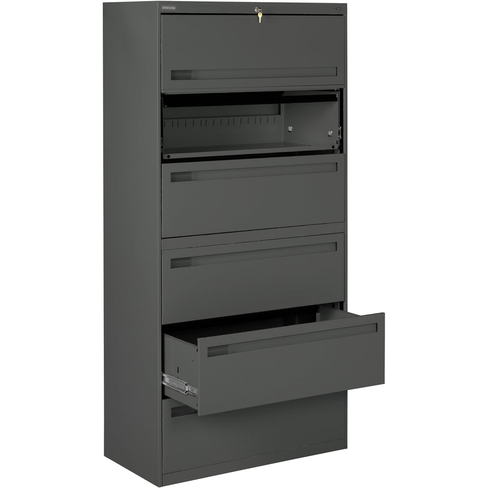 Tennsco 36" Wide Six-Drawer Lateral File with Retractable Doors, LPL3672L61