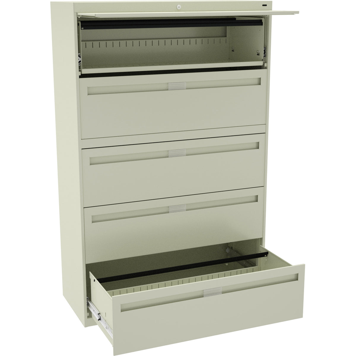 Tennsco 42" Wide Five-Drawer Lateral File with Fixed Drawer Fronts, LPL4260L50