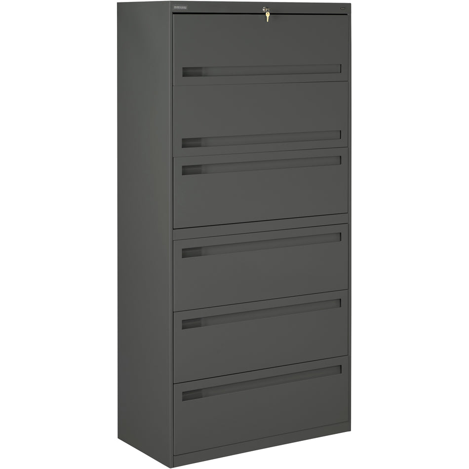 Tennsco 42" Wide Six-Drawer Lateral File with Retractable Doors and Fixed Drawer Fronts, LPL4272L60