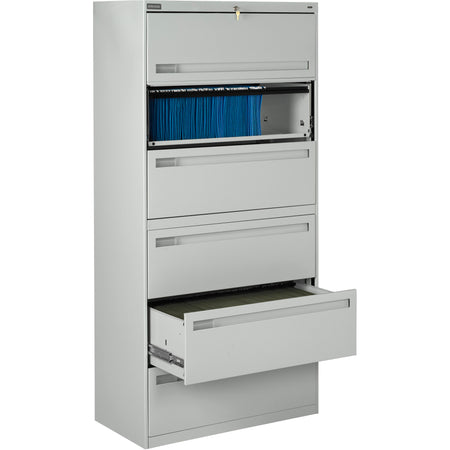Tennsco 42" Wide Six-Drawer Lateral File with Retractable Doors, LPL4272L61