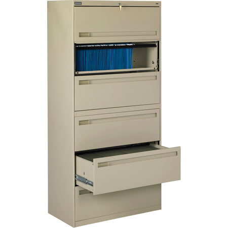 Tennsco 42" Wide Six-Drawer Lateral File with Retractable Doors, LPL4272L61
