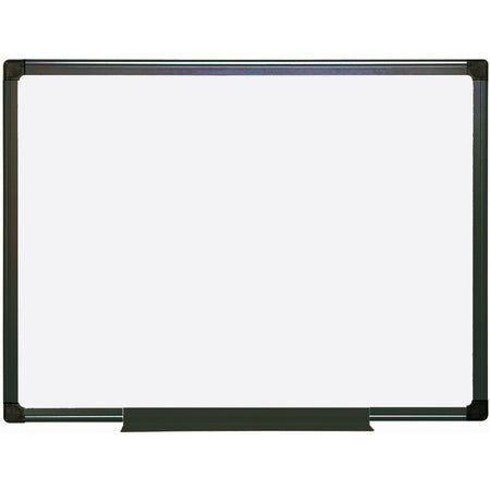 MB1412186 Maya Series Double Sided Melamine Dry Erase White Board with Snap-On Marker Tray, 36" x 48", Black Plastic Frame by MasterVision