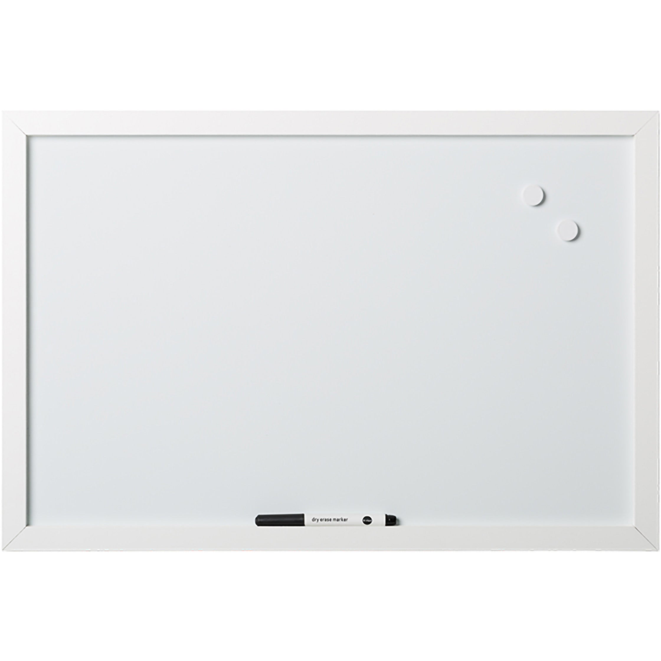 MM040016619 Solid White Magnetic Dry Erase Board, Wall Mounting Whiteboard for Your Home, 24" x 18", White Wood Frame by MasterVision