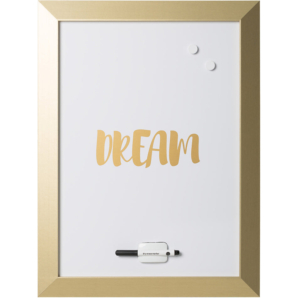 MM04443612 Kamashi "Dream" Quote Dry Erase Magnetic Personal White Board + Marker, Eraser & 2 Magnets, Home Decor, 24" x 18", Gold Wood Frame by MasterVision