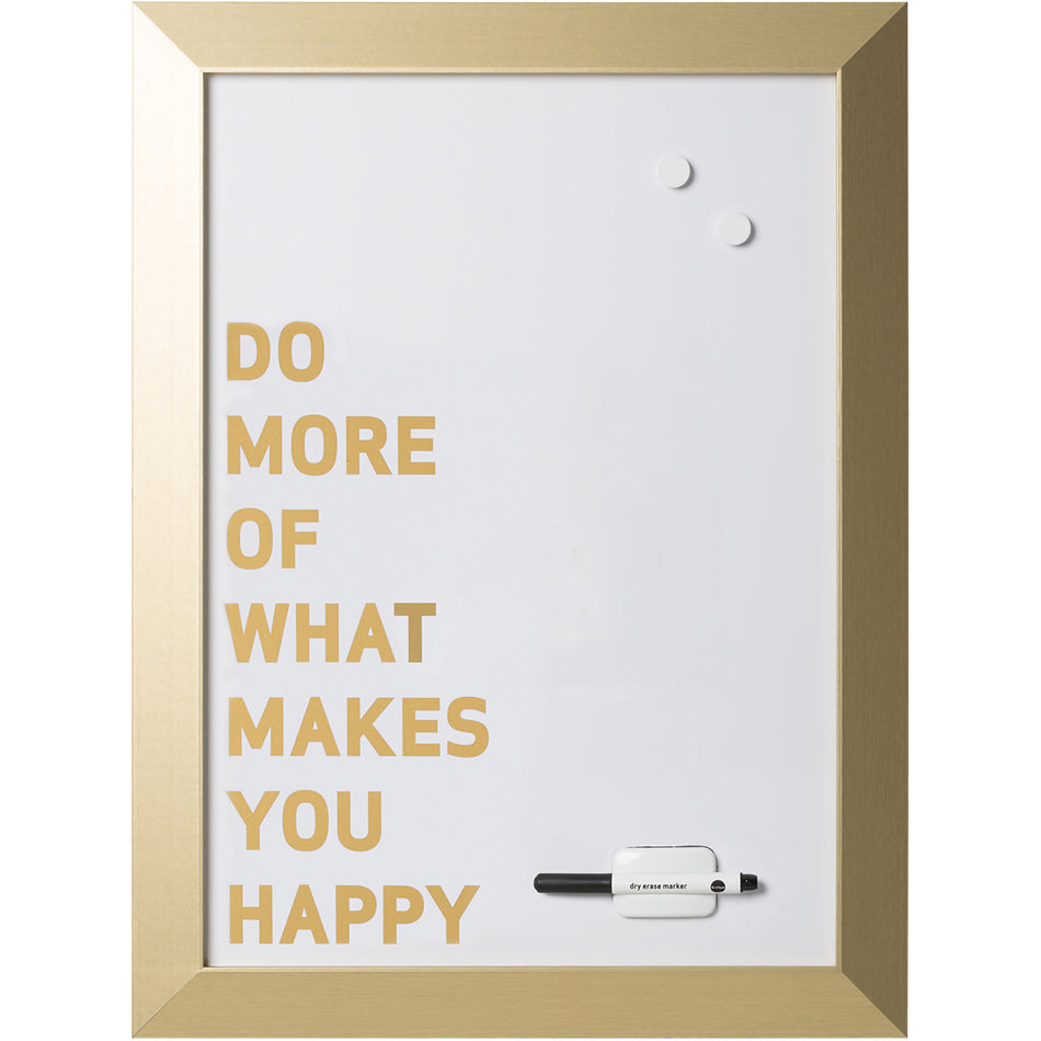 MM04445612 Kamashi "Do More..." Quote Dry Erase Magnetic Personal White Board + Marker, Eraser & 2 Magnets, Home Decor, 24" x 18", Gold Wood Frame by MasterVision