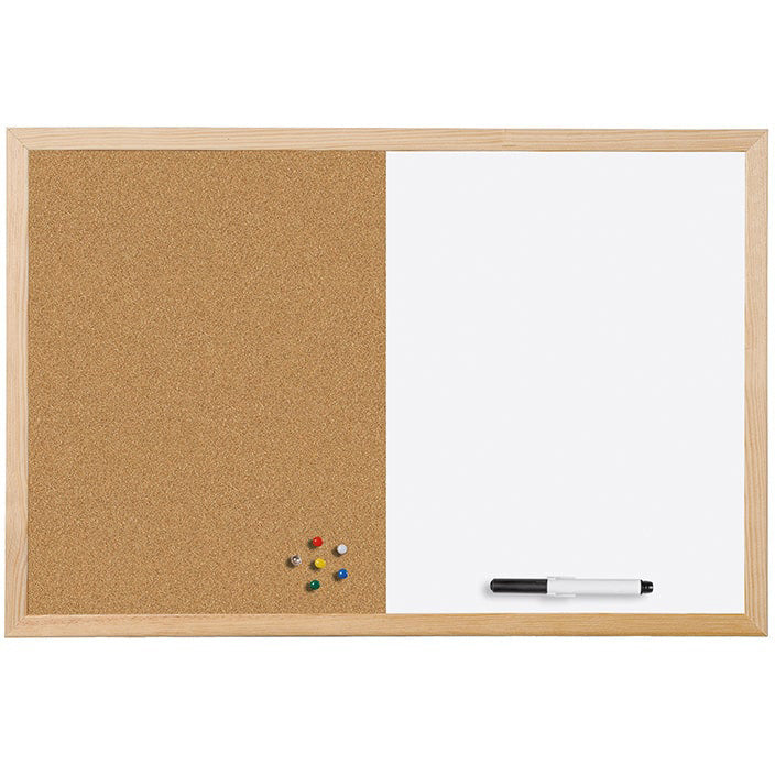 MX07001010 Cork & Dry Erase Combo Board, 24" x 36", Dry Erase White Board/Cork Bulletin Board Combo, Pine Wood Frame by MasterVision
