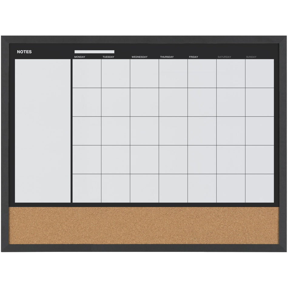 MX04511161 Magnetic Dry Erase Monthly Calendar Planner with Notes Space & Push Pin Corkboard, 18" x 24", Black Frame by MasterVision