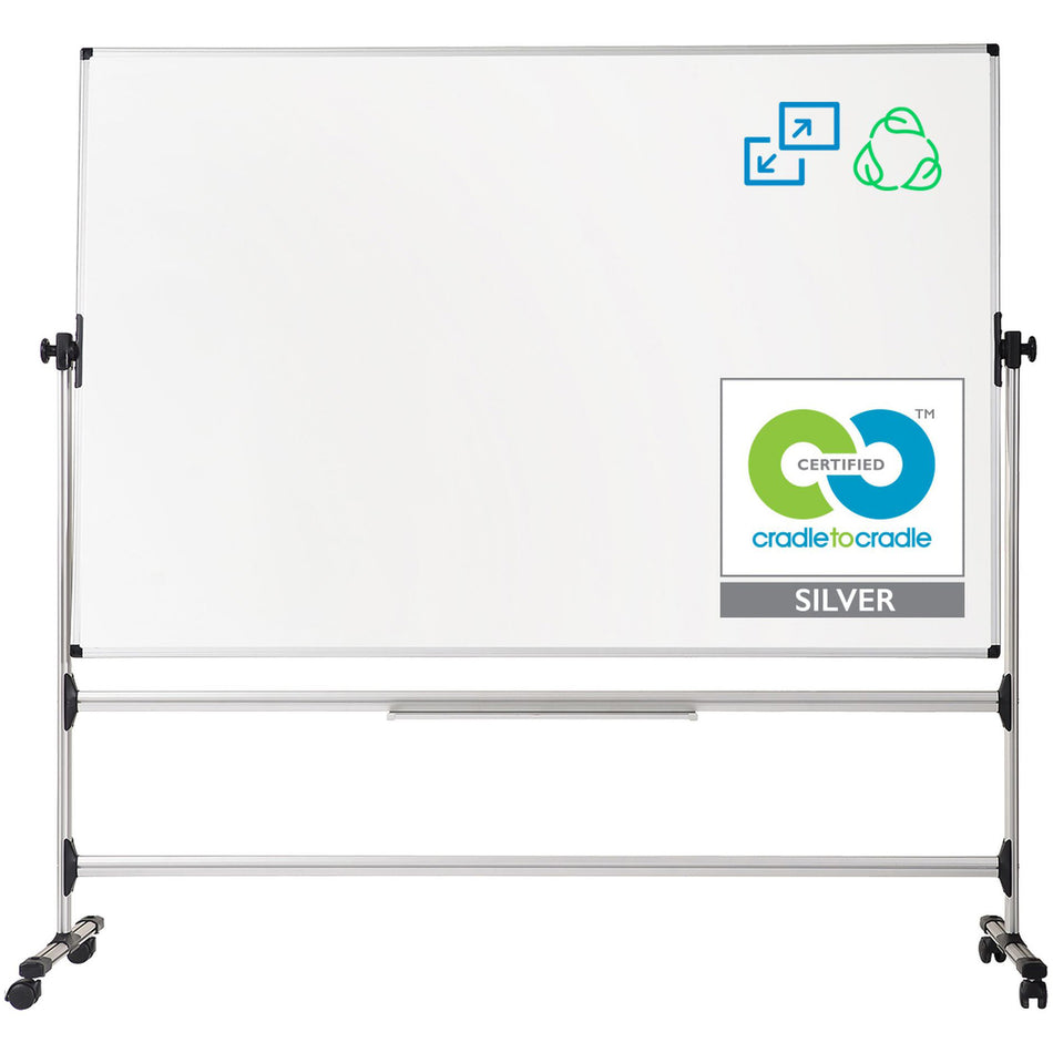 RQR0221 Earth Series Reversible Double Sided Dry Erase White Board Easel, Mobile Rolling Whiteboard on Wheels, 36" x 48" by MasterVision