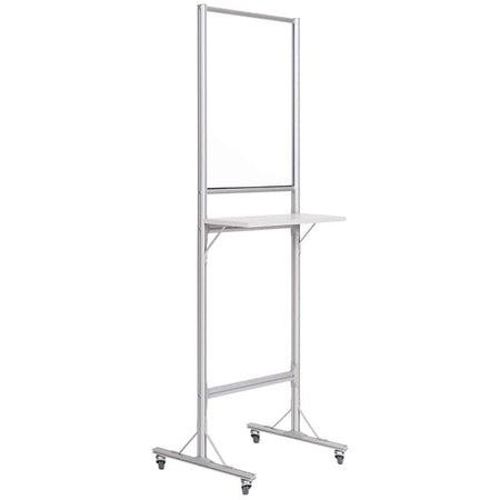 SUP3503 Protector Series Mobile Standing Workstation with Glass Panel Barrier, 24" x 76", Aluminum Frame by MasterVision