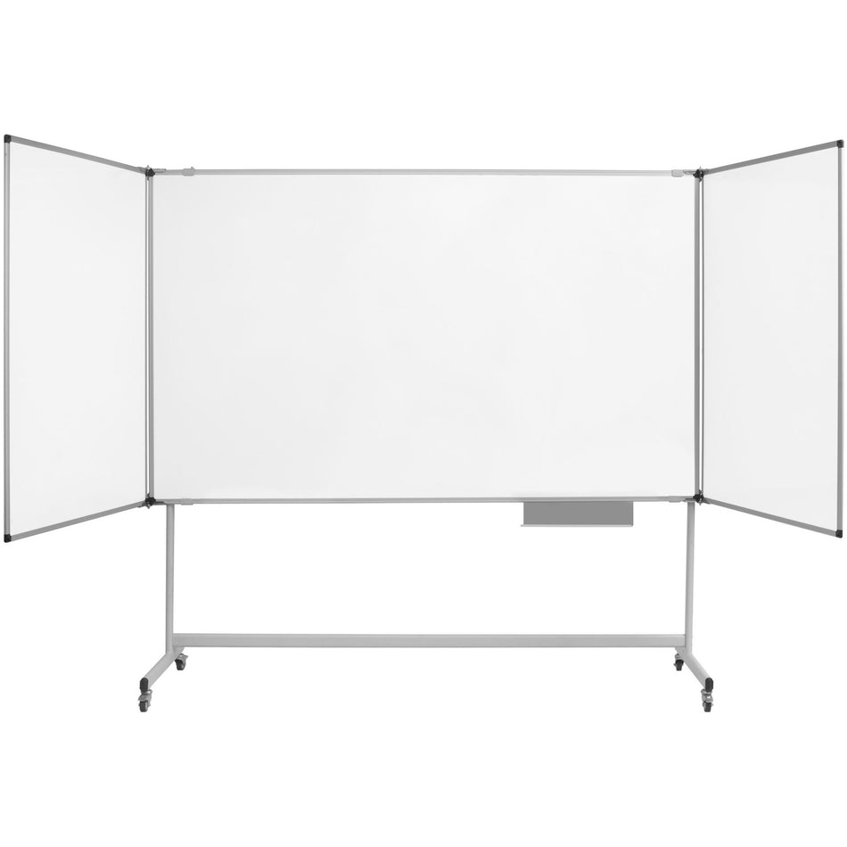 TS03042170 Maya Series Industrial Mobile Trio Tri-Panel Confernece Magnetic Whiteboard, 40" x 59" by MasterVision